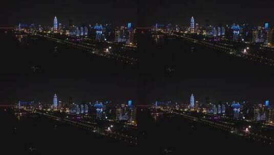 4K航拍湖北武汉武昌城市夜景高清在线视频素材下载