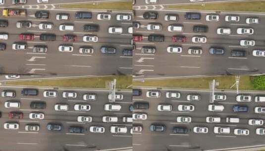 俯拍城市拥堵交通车辆行驶高清在线视频素材下载