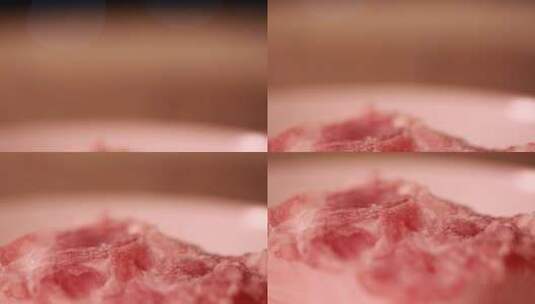 特写猪肉五花肉纹理肥肉瘦肉质地高清在线视频素材下载