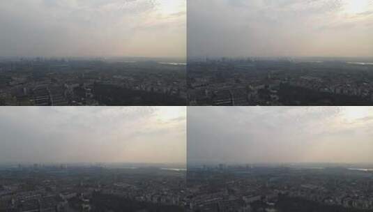 航拍城市雾霾天气高清在线视频素材下载