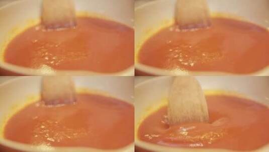 切番茄熬西红柿酱底料高清在线视频素材下载