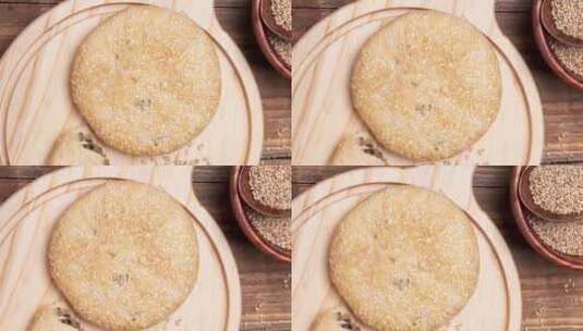 中秋节芝麻月饼美食4k滑轨平移高清在线视频素材下载