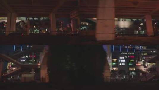 凯德龙之梦建筑夜景外观车载横移镜头高清在线视频素材下载