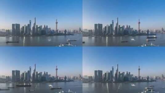 清晨北外滩的上海天际线延时高清在线视频素材下载