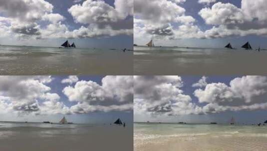 延时海滩上空移动的云高清在线视频素材下载