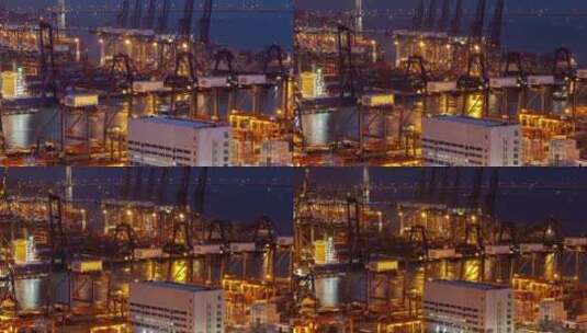 巨型起重机在香港贸易港作业高清在线视频素材下载