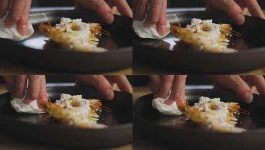 奶酪基围虾特写高清在线视频素材下载