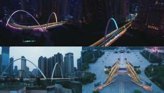 贵阳城市建筑交通傍晚和夜景高清在线视频素材下载