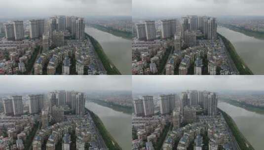 航拍湖南湘乡城市建设高清在线视频素材下载