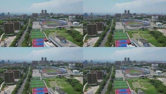 航拍湖北宜昌市体育场高清在线视频素材下载