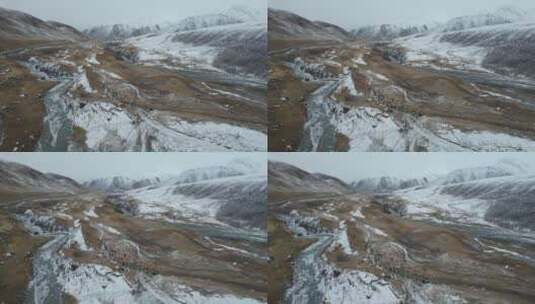 青海果洛州玛沁县阿尼玛卿冬季自然风光高清在线视频素材下载