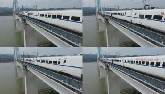 航拍武汉城市交通及高铁建设高清在线视频素材下载