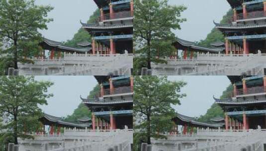 柳州文庙中式庭院古建筑雨景雨季大雨暴雨高清在线视频素材下载