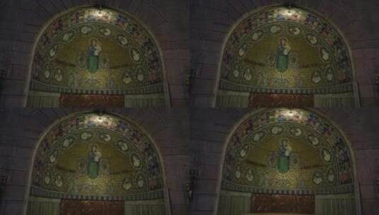 教堂内部的宗教壁画高清在线视频素材下载