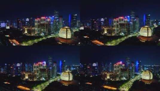 杭州夜景航拍空境高清在线视频素材下载