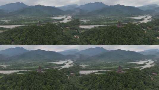 都江堰景区航拍高清在线视频素材下载