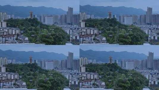 高清航拍广元城市建筑凤凰山高清在线视频素材下载