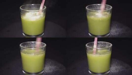 菠萝果汁柠檬果汁粉玻璃冲泡高清在线视频素材下载