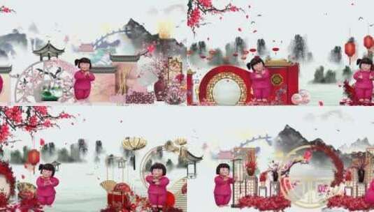 中国梦娃福娃儿童节表演LED屏背景视频素材高清在线视频素材下载