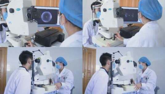 医院宣传片素材 眼科医生为学生做检查高清在线视频素材下载