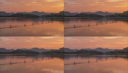 傍晚夕阳下杭州西湖湖光山色延时高清在线视频素材下载