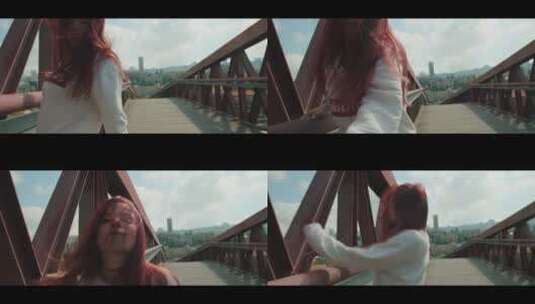 女孩在天桥上跳舞高清在线视频素材下载