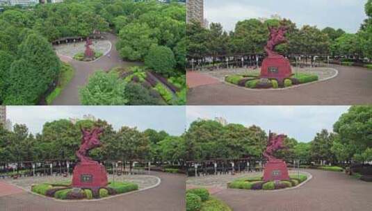 航拍辛亥革命领袖黄兴雕像高清在线视频素材下载