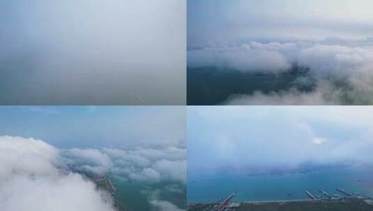 云雾下的海边港口合集高清在线视频素材下载