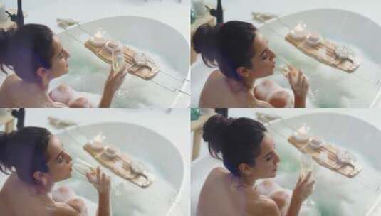 享受泡泡浴的女人高清在线视频素材下载