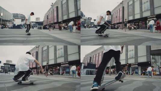 杭州街头滑板高清在线视频素材下载