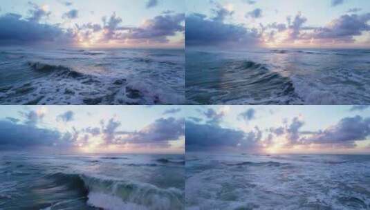 大海日出海浪海边日出朝霞海水高清在线视频素材下载