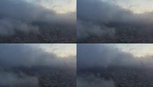 朦胧云雾中的城市高清在线视频素材下载