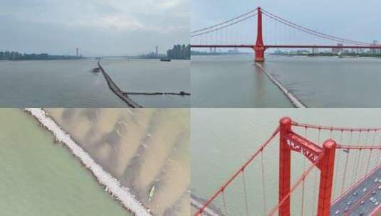 【航拍】武汉鹦鹉洲长江大桥08-丁字坝（2022.09.01）高清在线视频素材下载