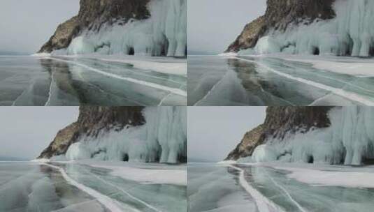 航海冰面 冰裂冬季高清在线视频素材下载