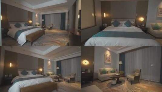 酒店大床房卧室室内场景高清在线视频素材下载