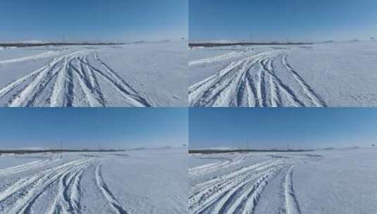 草原冰雪道路雪路风吹雪白毛风高清在线视频素材下载