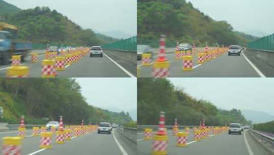 公路指示牌道路养护高速公路分流修建隧道高清在线视频素材下载