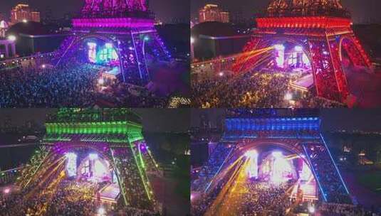 4K深圳世界之窗音乐节航拍高清在线视频素材下载