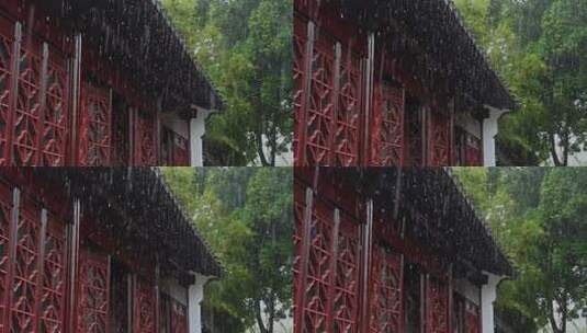 雨天下雨古建筑屋檐雨滴古风意境高清在线视频素材下载