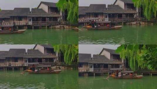 江南水乡乌镇的游船高清在线视频素材下载