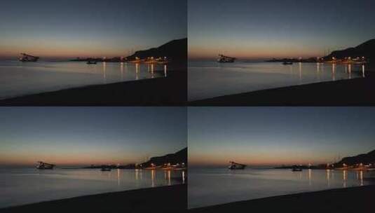 烟台长岛大黑山岛海上日落夕阳高清在线视频素材下载