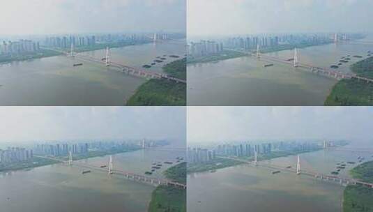 武汉白沙洲大桥环绕镜头高清在线视频素材下载
