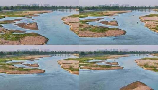 渭河湿地 两岸风光自然环境高清在线视频素材下载