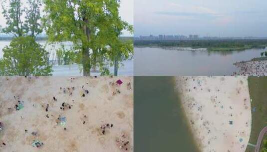 合集_西安沣河金湾沙滩4K航拍高清在线视频素材下载