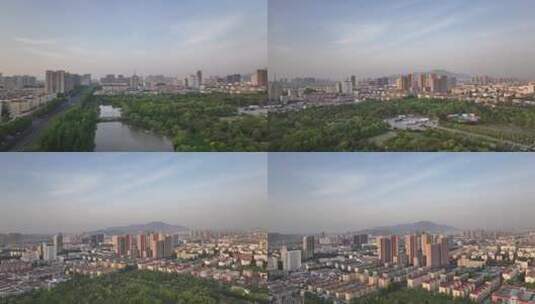 连云港海洲区日出航拍空镜高清在线视频素材下载