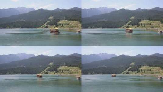 新疆乌鲁木齐天池景区游船高清在线视频素材下载