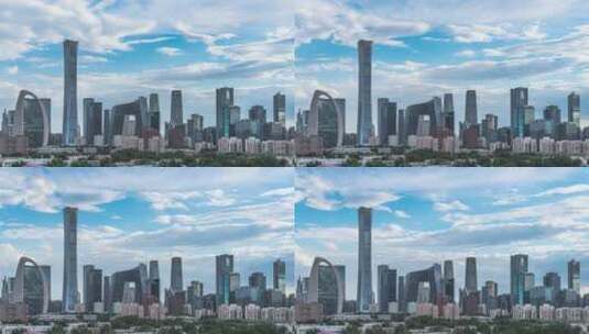 北京建筑群市中心CBD建筑流云延时高清在线视频素材下载