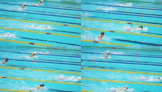 实拍水立方国家游泳中心蛙泳比赛运动员高清在线视频素材下载