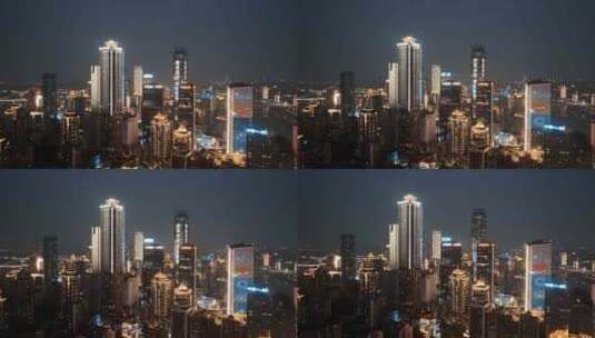 4K重庆解放碑夜景航拍高清在线视频素材下载