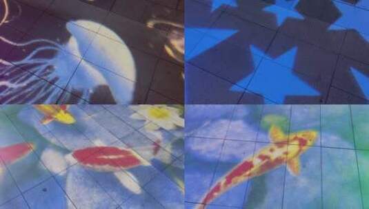 广场地面投影图案灯一组高清在线视频素材下载